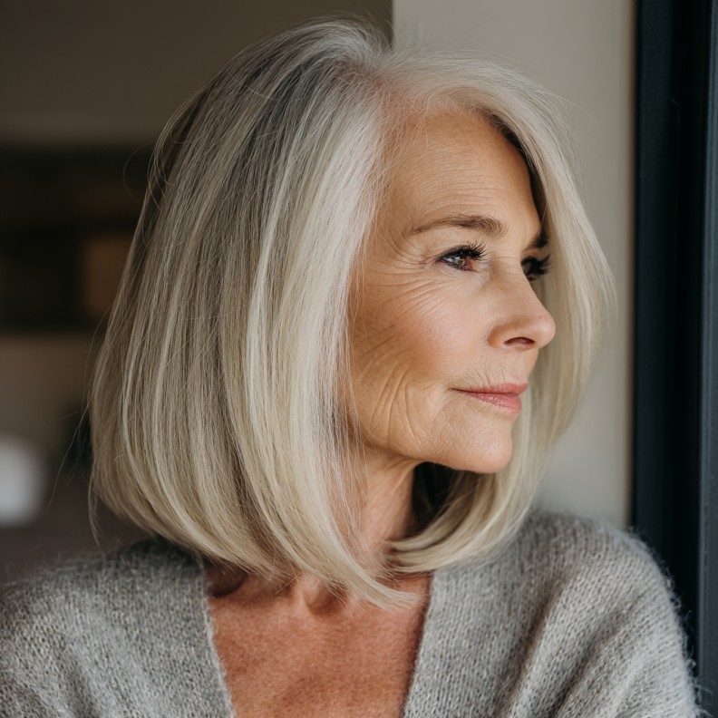 Stylish Blunt Long Bob with Subtle Layers