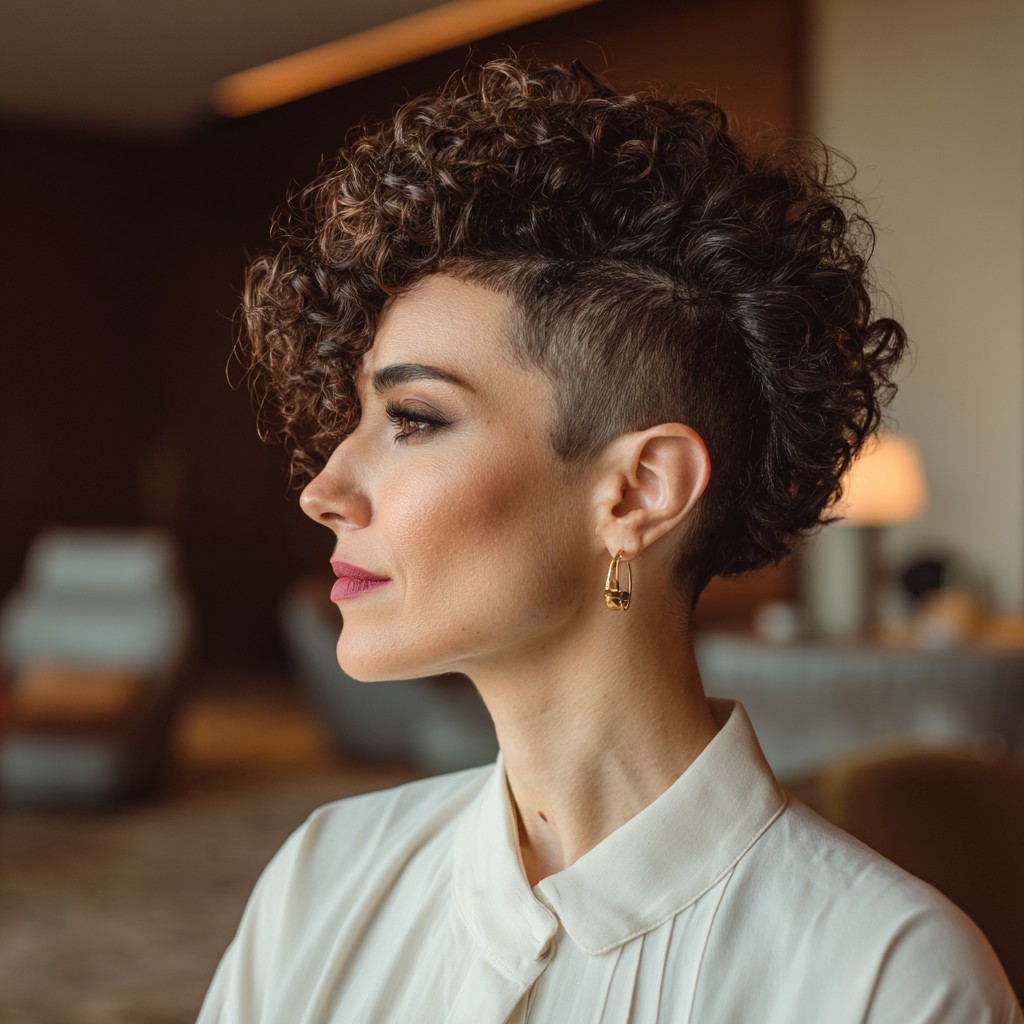 Stylish Curly Undercut with Defined Curls