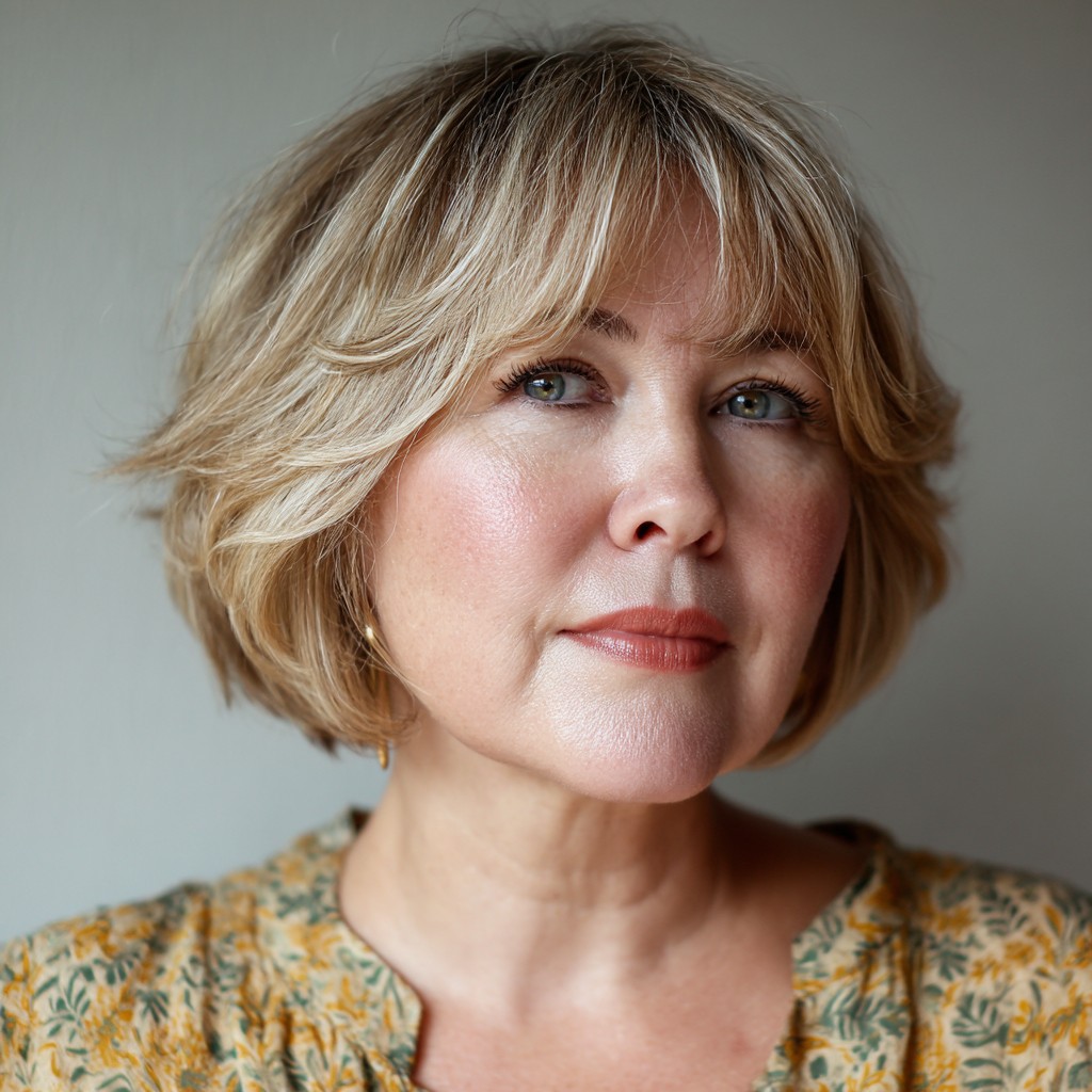 Stylish Textured Bob with Wispy Bangs