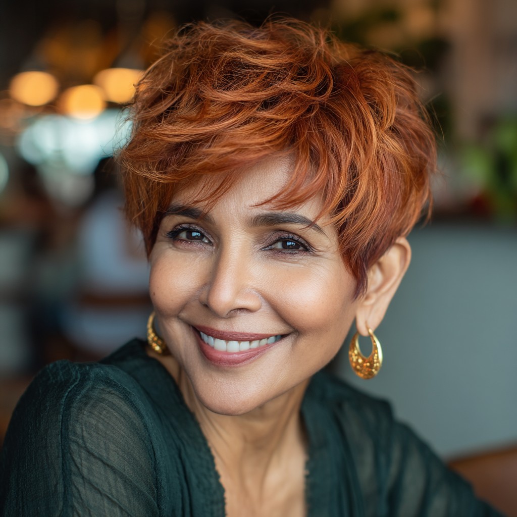 Stylish Textured Copper Shag with Soft Layers