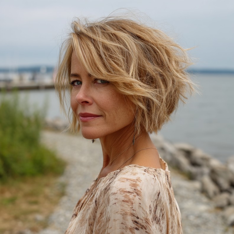 Textured Beachy Bob with Subtle Layers
