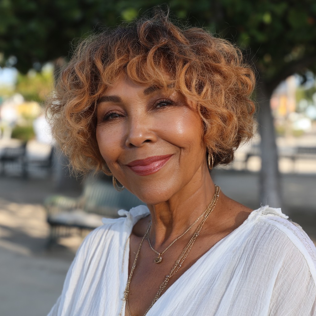 Textured Butterfly Cut with Bouncy Curls for Women Over 60