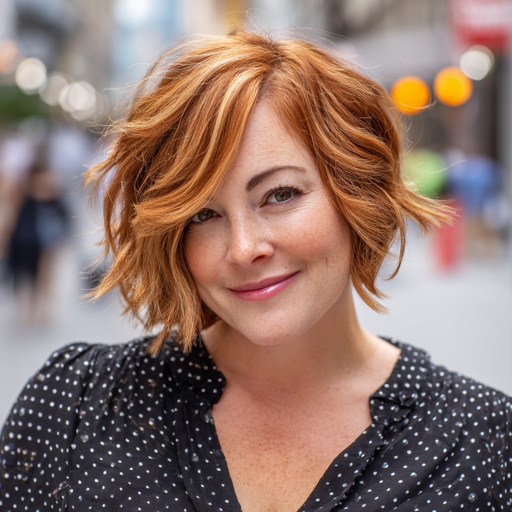 Textured Copper Bob with Soft Layers