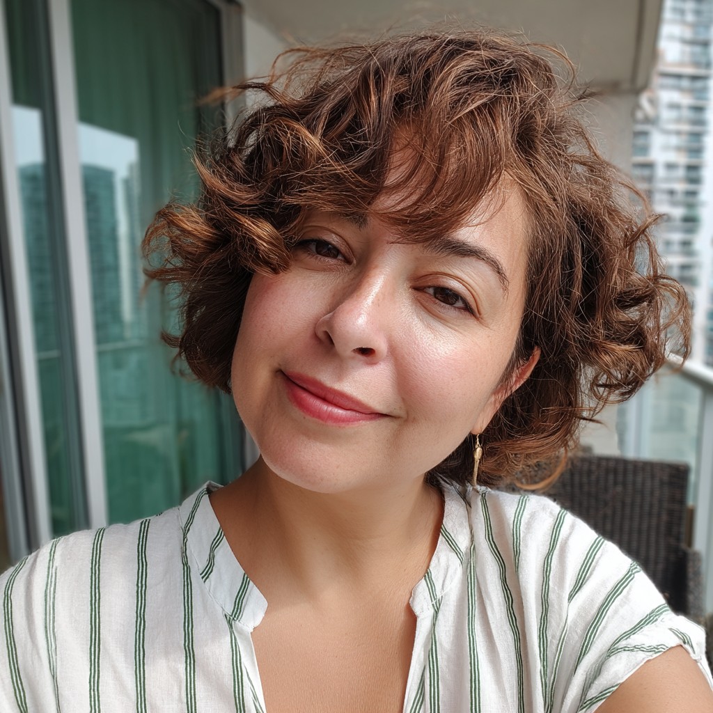 Textured Curly Bob with Fringed Bangs