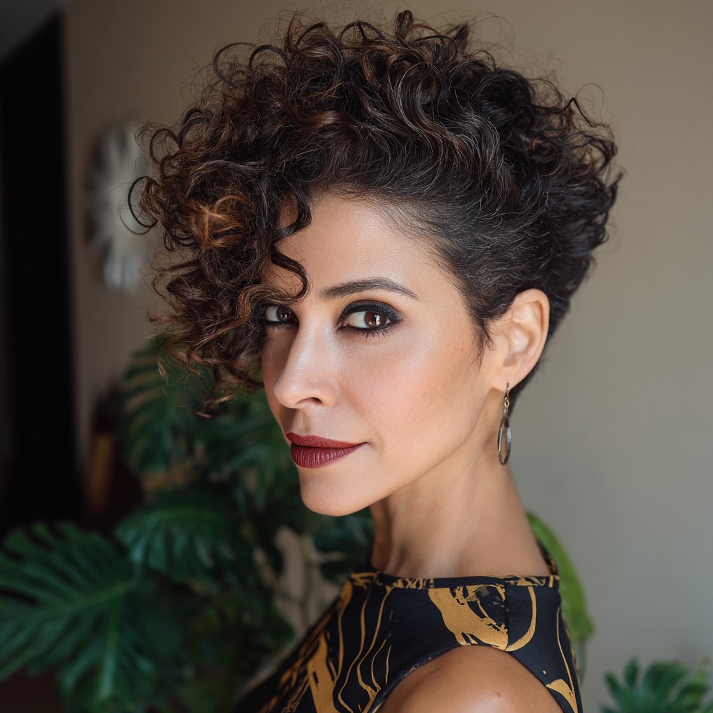 Textured Curly Crop with Subtle Highlights