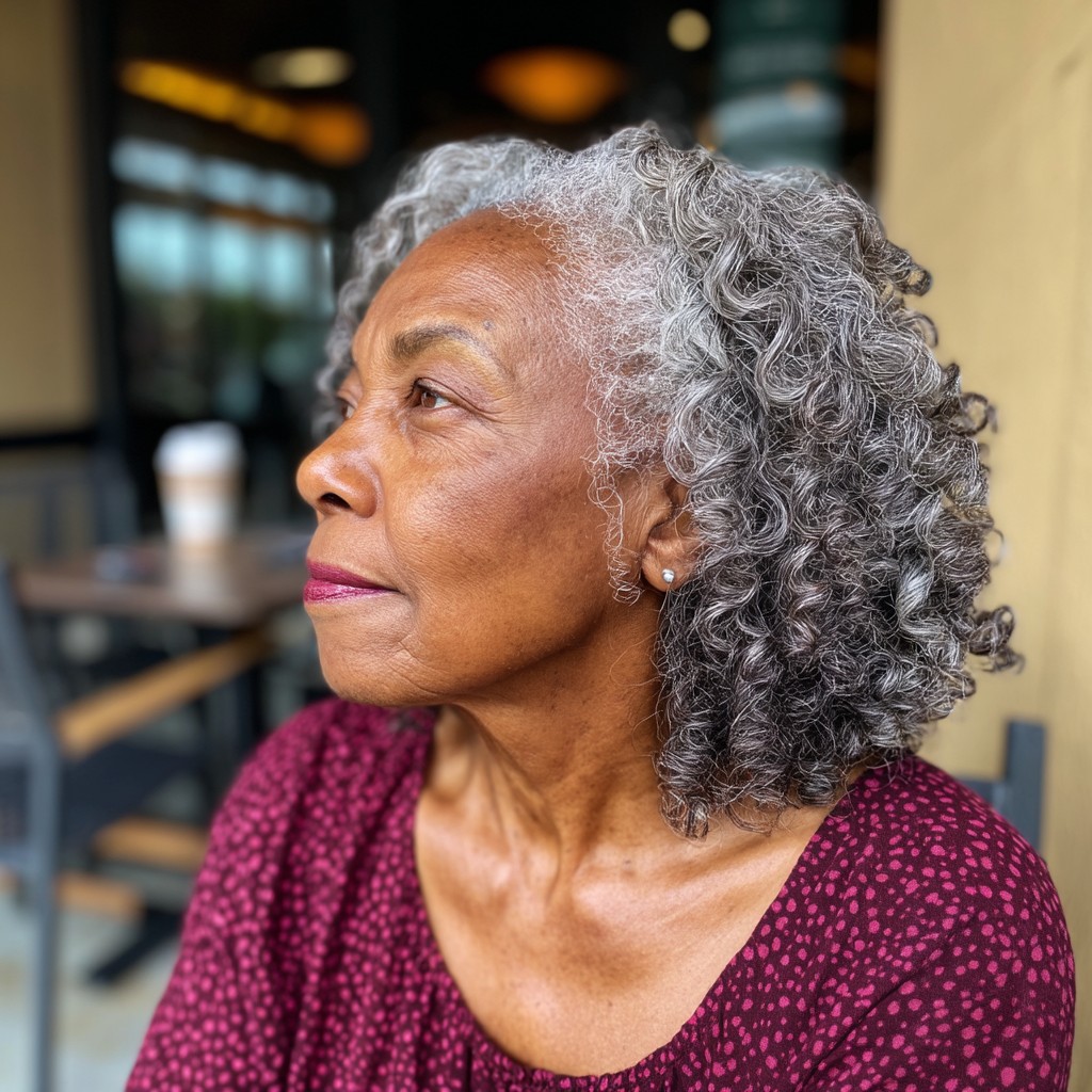 Textured Gray Curly Bob with Soft Layers