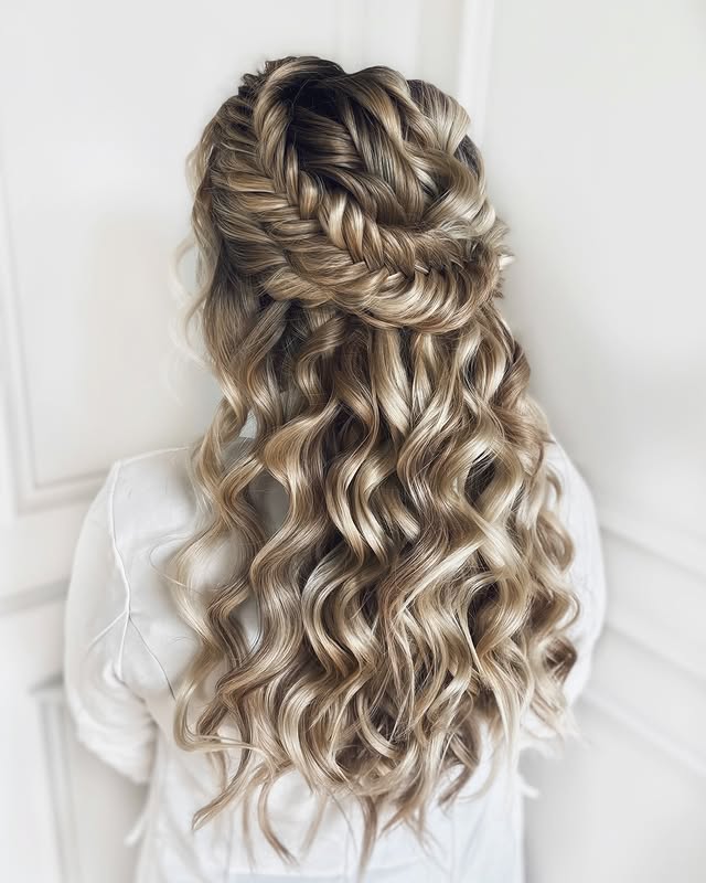 Textured Half-Up Half-Down Braided Style with Loose Waves