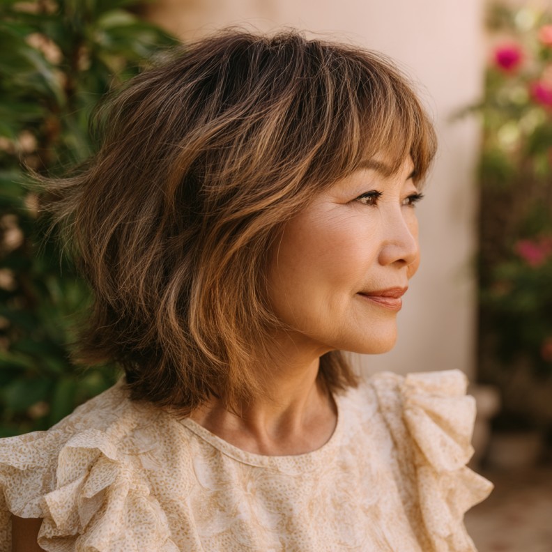 Textured Layered Bob with Soft Bangs