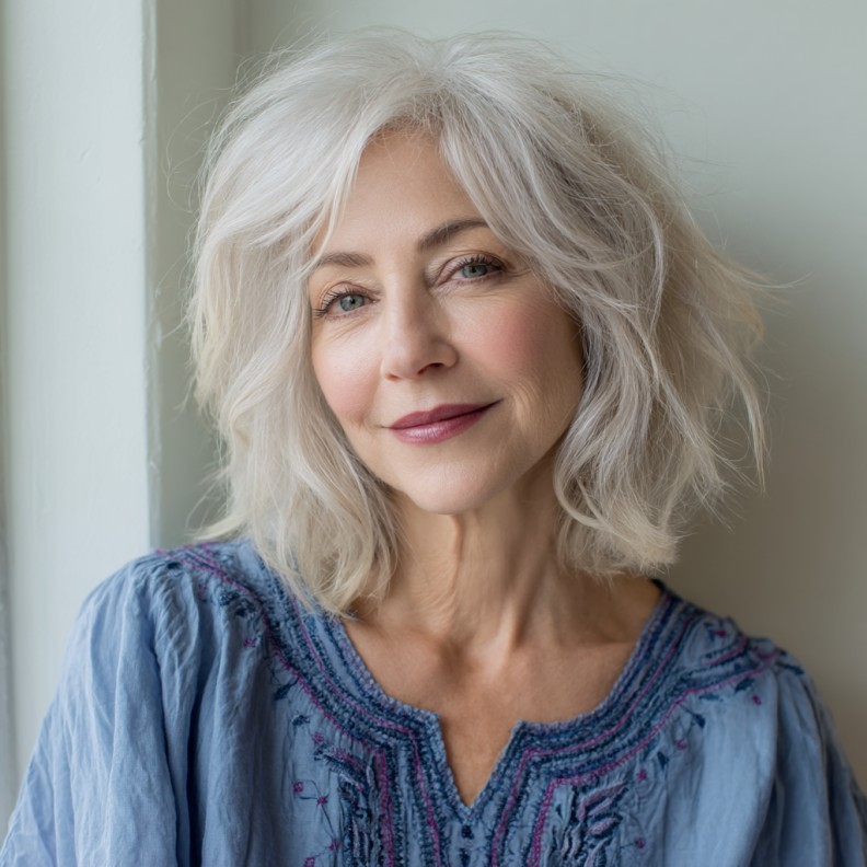 Textured Long Bob with Soft Volume and Gentle Waves