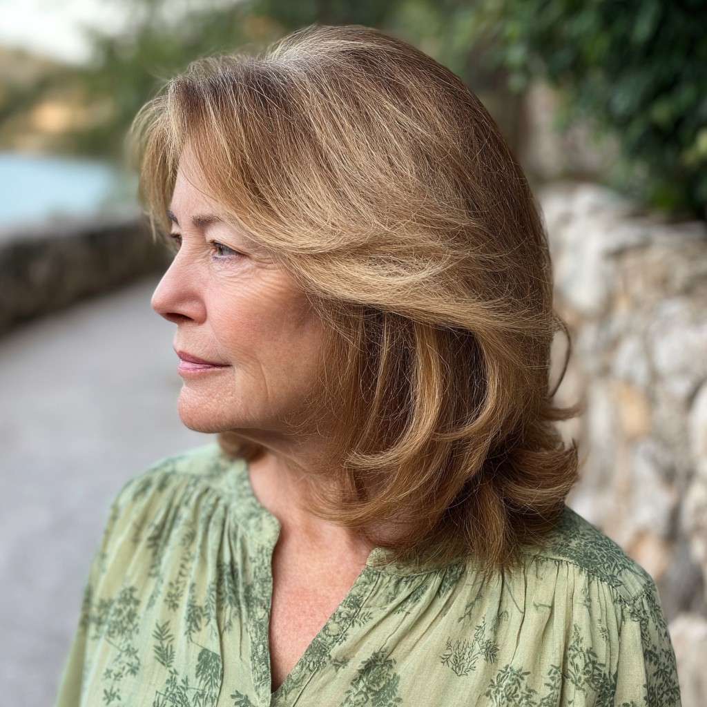 Textured Long Bob with Subtle Layers for Mature Women