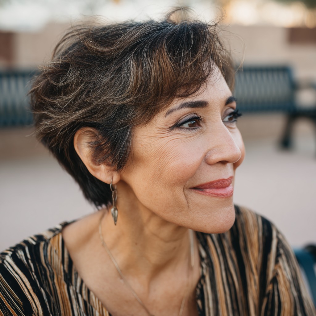 Textured Long Pixie Cut with Soft Waves