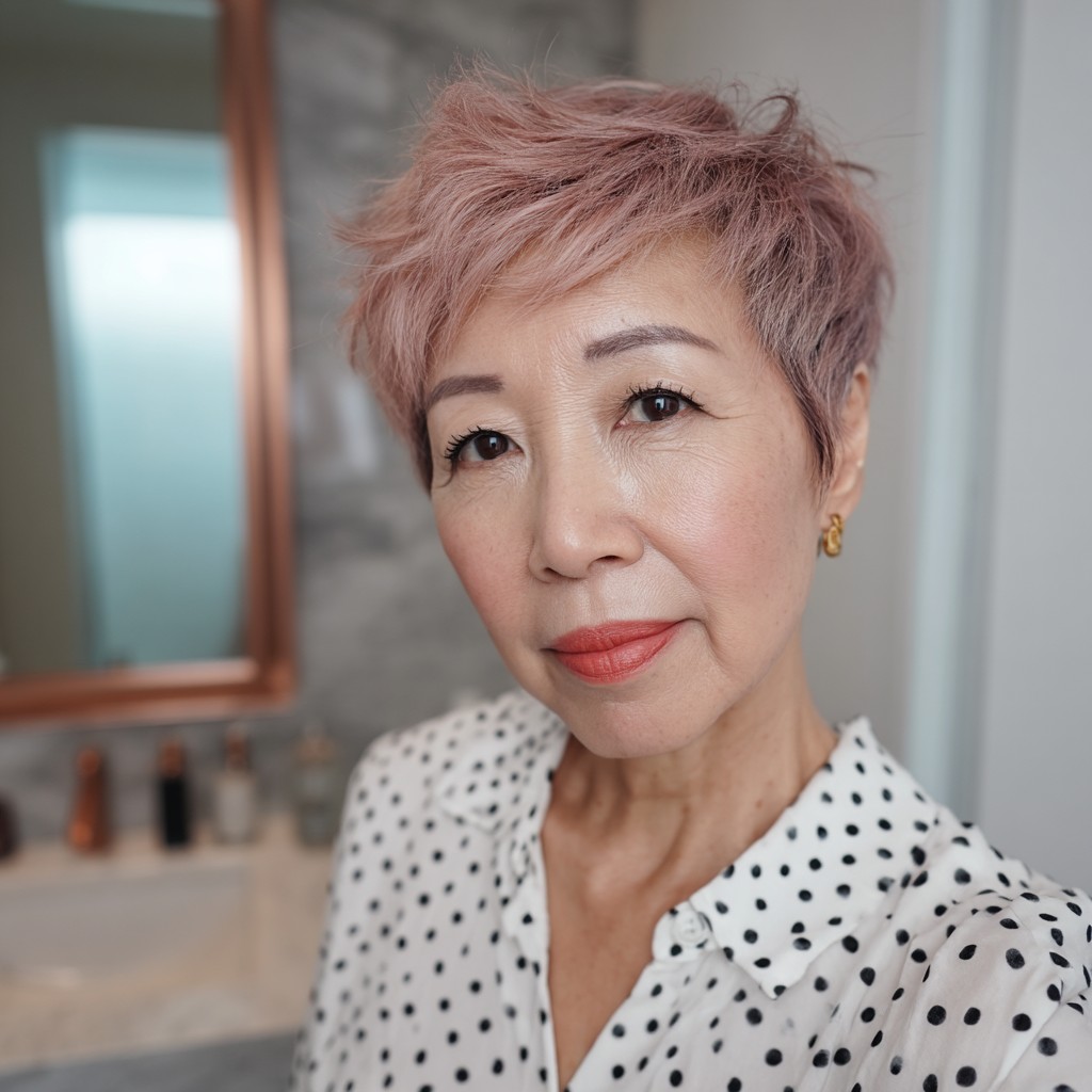 Textured Pixie with Soft Pastel Highlights