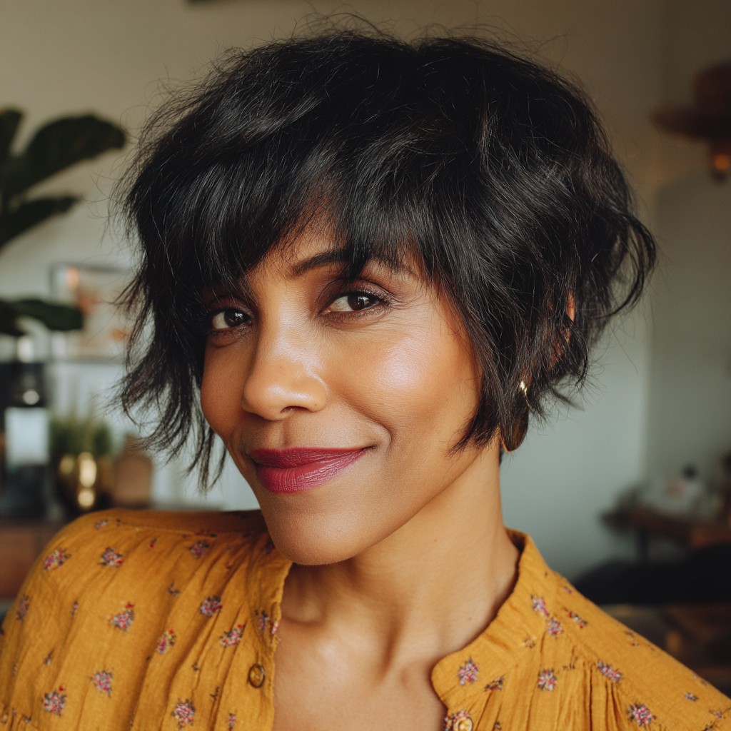 Textured Shaggy Cut with Soft Bangs