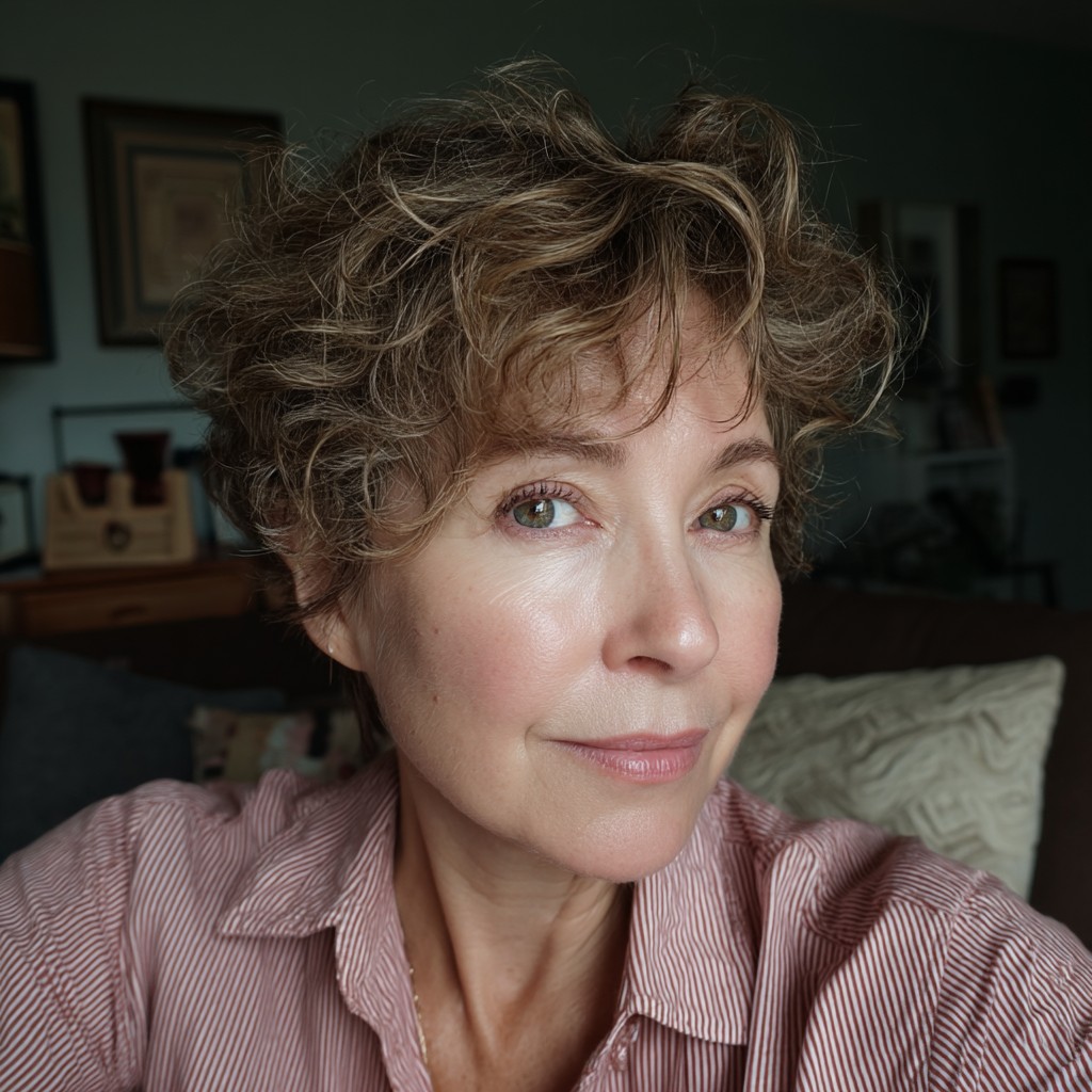 Textured Shaggy Pixie with Defined Curls