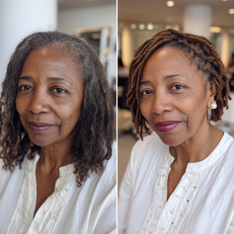 Textured Short Braids for Mature Black Women