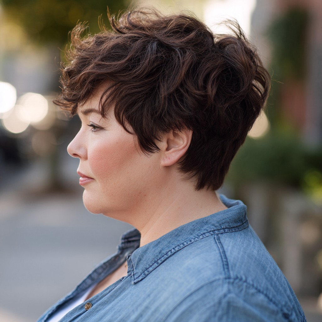 Textured Short Curly Cut for Round Faces