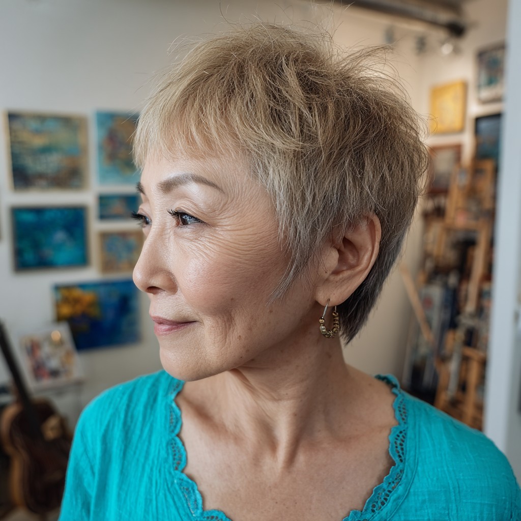 Textured Short Pixie Cut with Subtle Volume