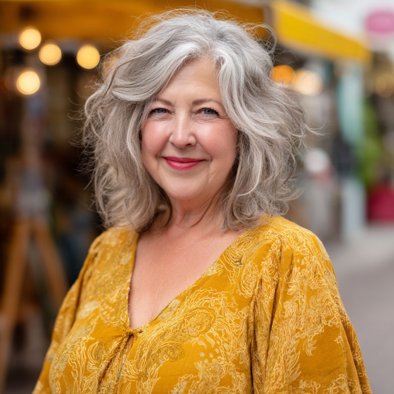Textured Silver Bob with Soft Volume