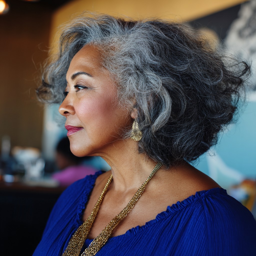 Textured Silver Wedge Cut with Defined Waves
