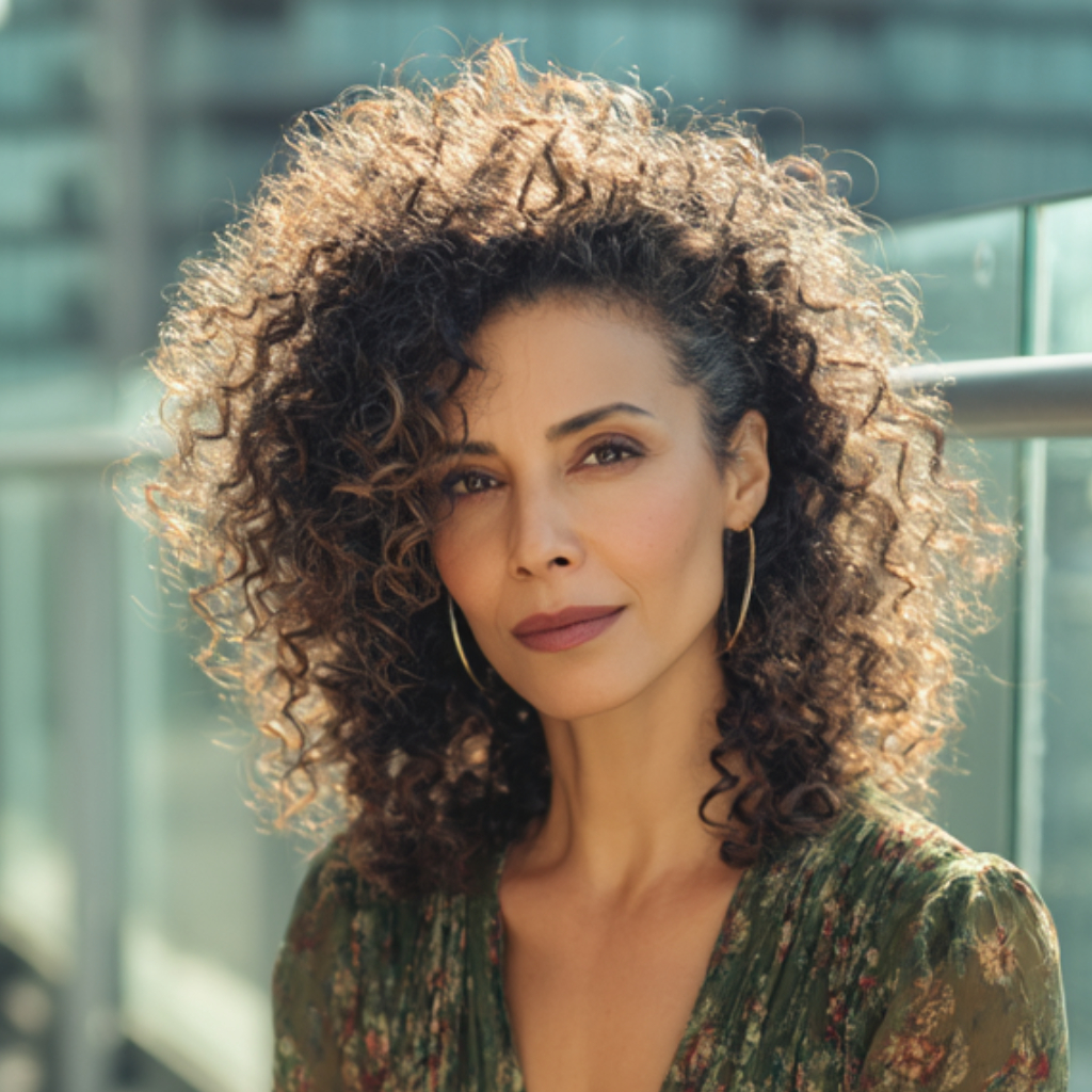 Voluminous Natural Curls with Defined Layers