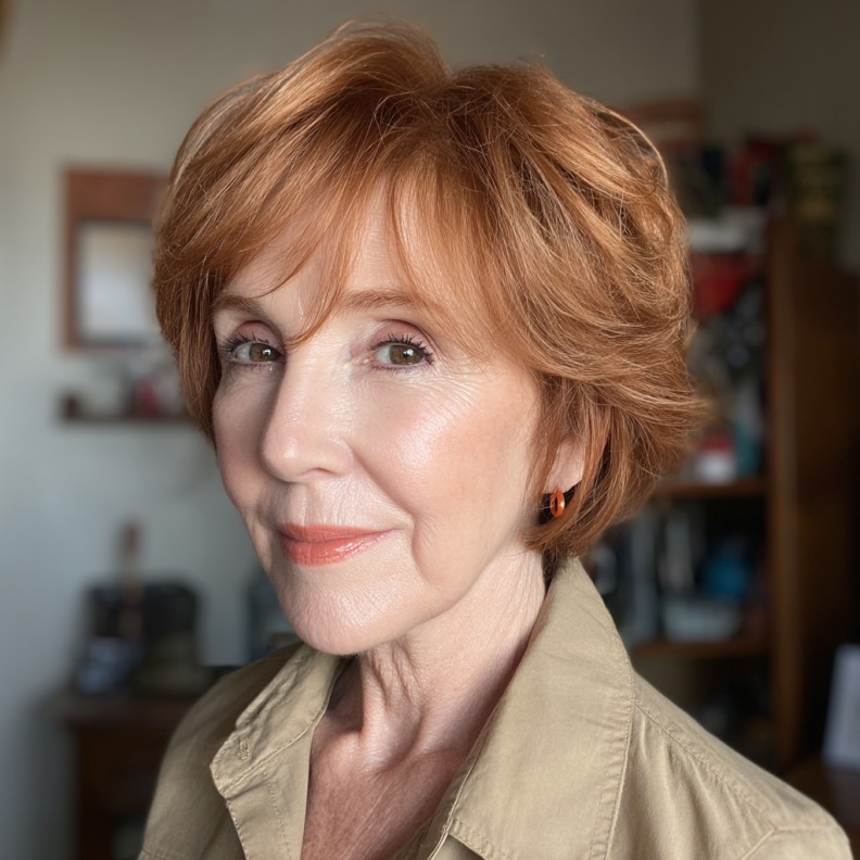 Warm Copper Layered Bob with Feathered Ends