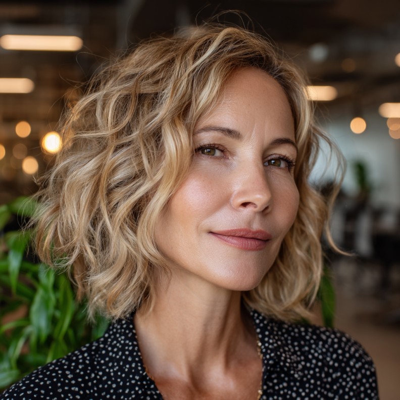 Wavy Layered Bob with Natural Movement