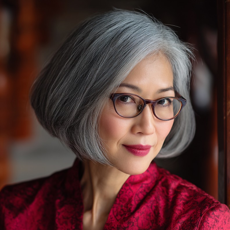 Chic Silver Bob with Subtle Asymmetry