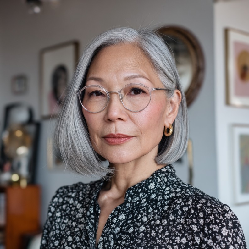 Sleek Silver Bob with Subtle Layers