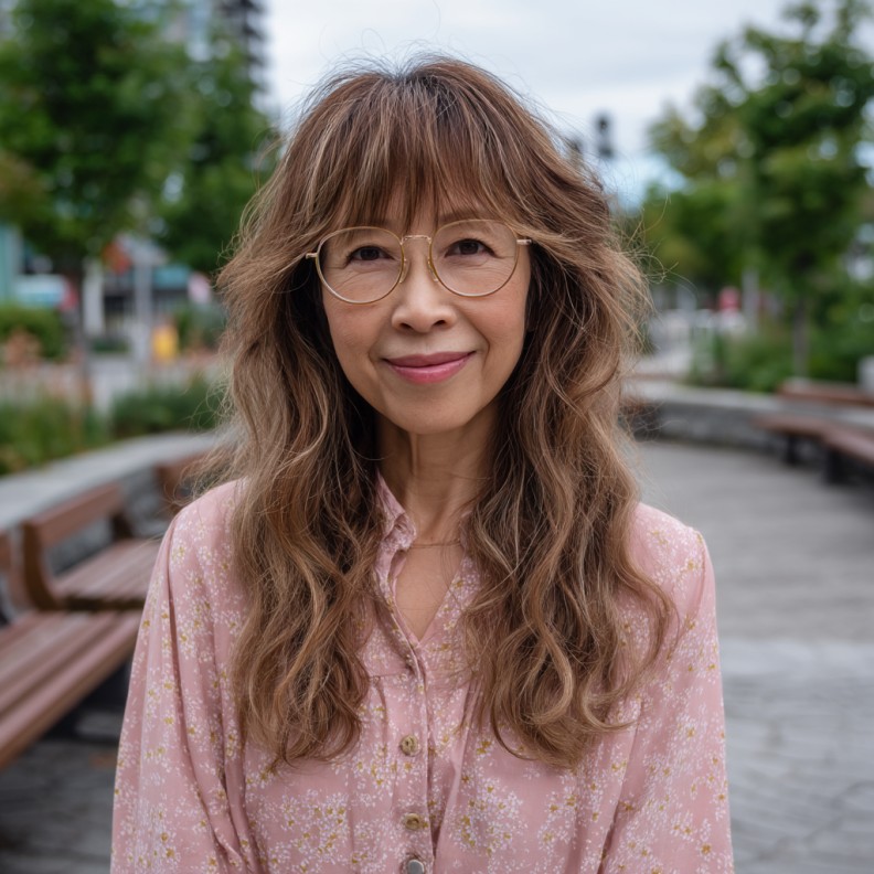 Softly Layered Beachy Waves with Bangs
