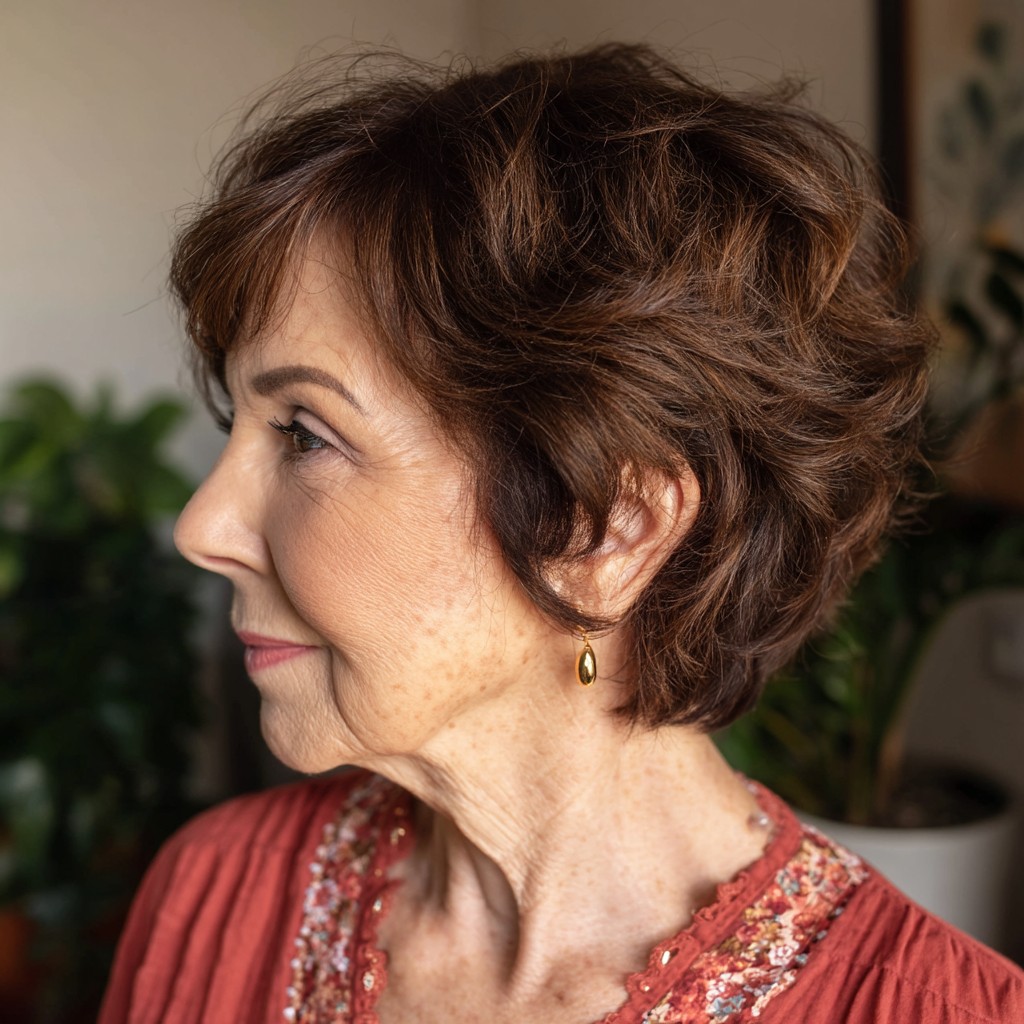 Textured Short Wedge Cut with Subtle Highlights