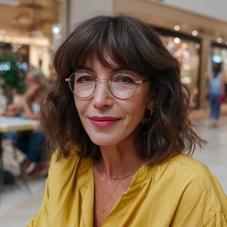 Textured Shoulder-Length Cut with Wispy Bangs