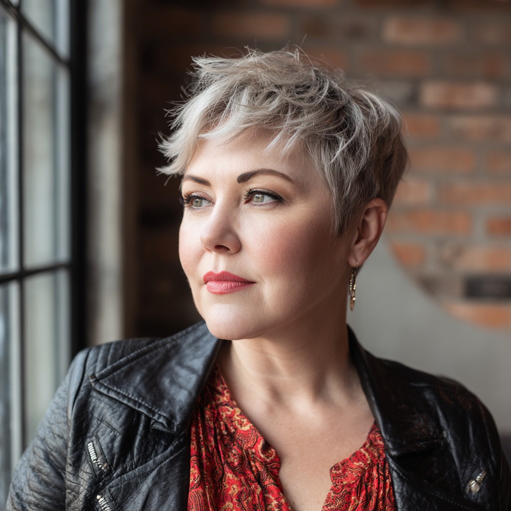 Textured Silver Pixie with Playful Volume