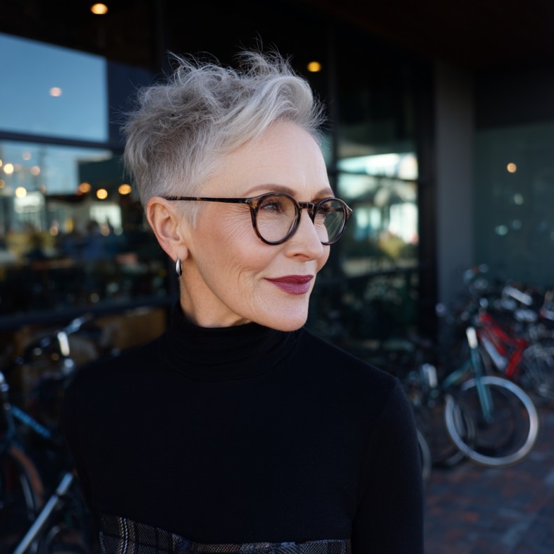Textured Silver Pixie with Soft Volume