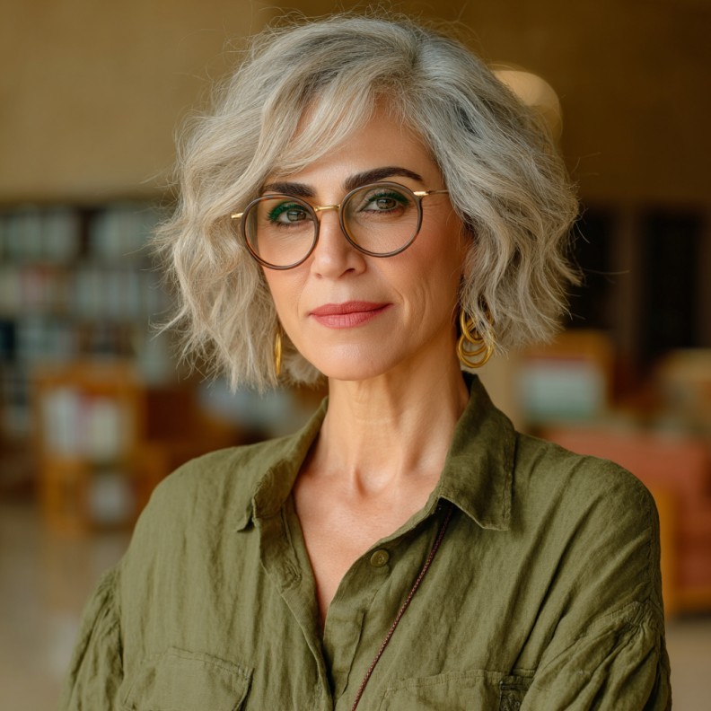 Textured Silver Waves with Glasses