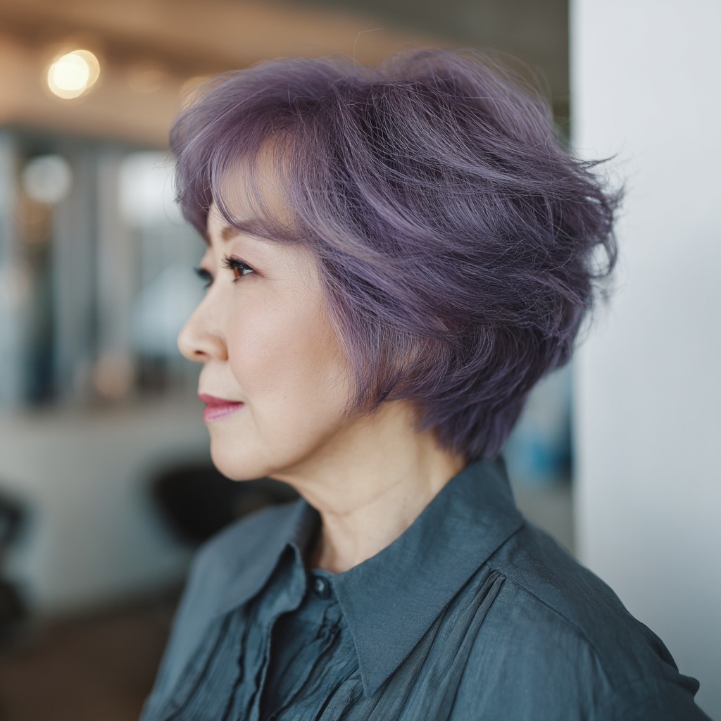 Trendy Textured Wedge Cut with Soft Lavender Hues