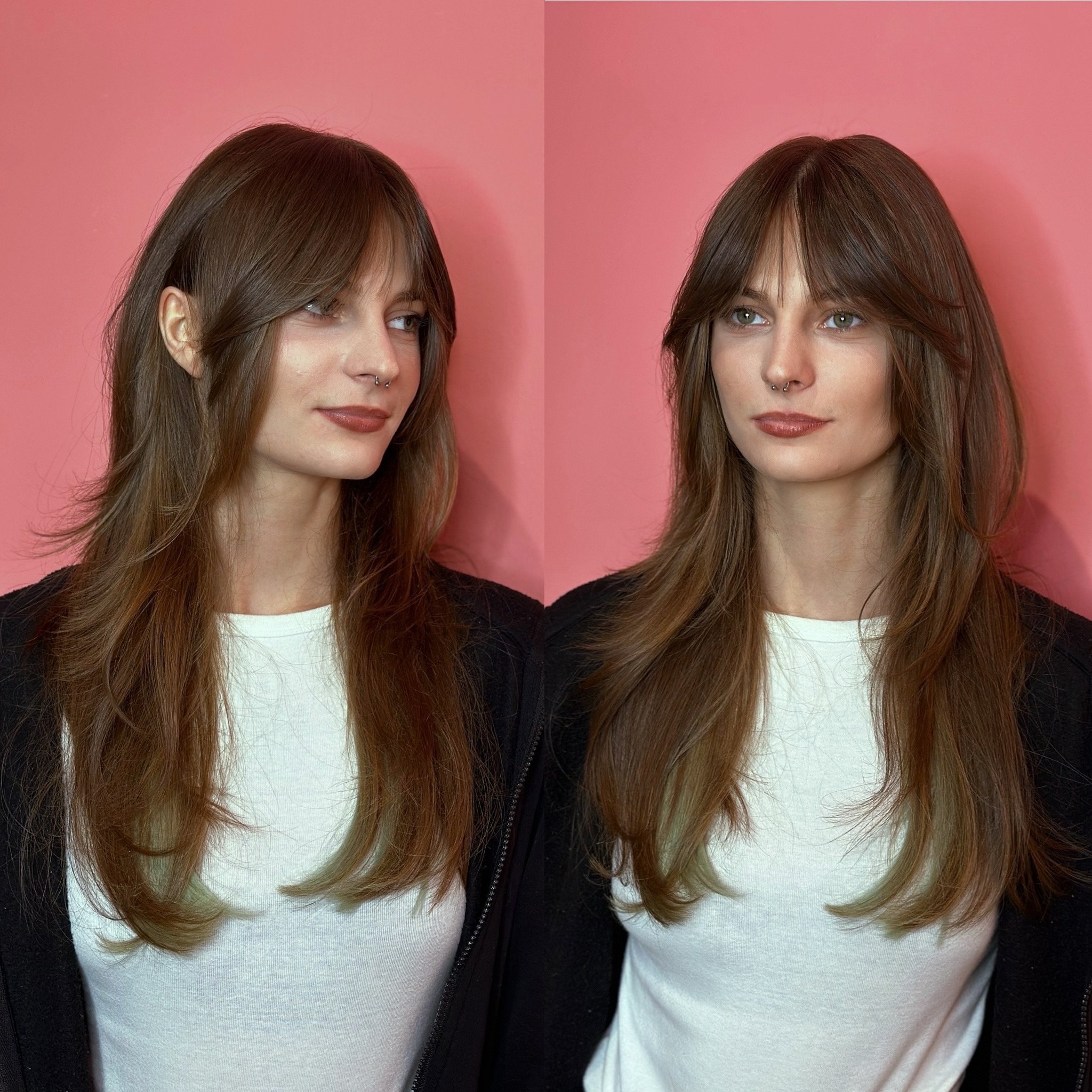 Modern Hush Cut with Soft Layers and Face-Framing Bangs