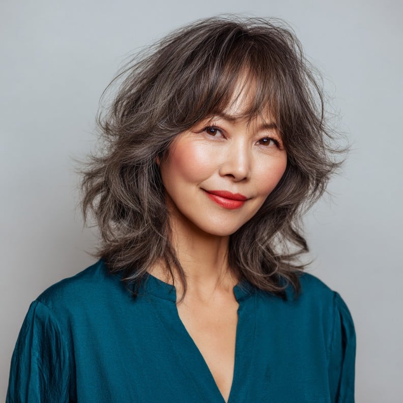 Textured Hush Cut with Soft Waves and Gentle Layers