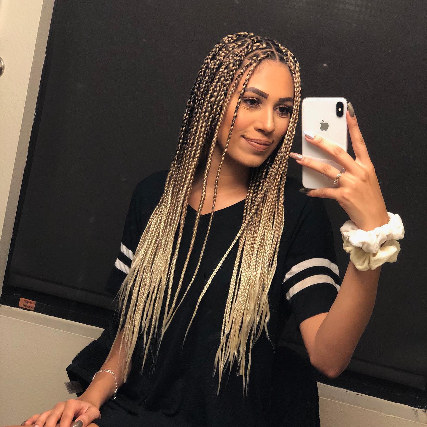Bold Blonde Box Braids with Ombre Effect
