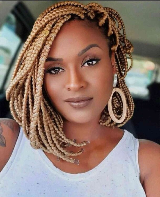 Chic Blonde Box Braids with Curved Layers