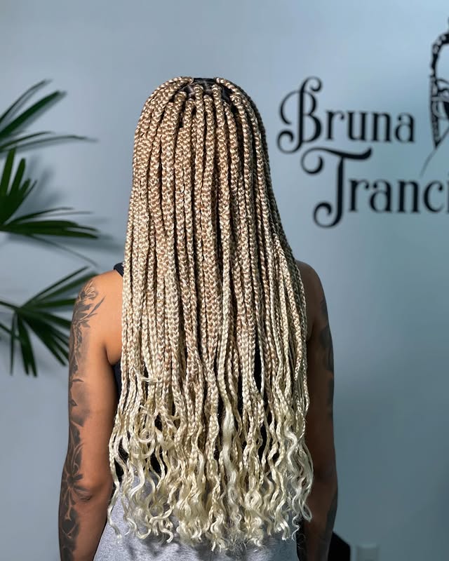 Elegant Long Blonde Box Braids with Soft Waves