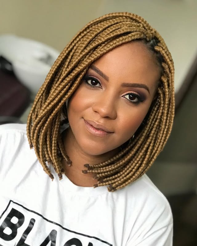 Modern Blonde Box Braids with a Flattering Bob Length