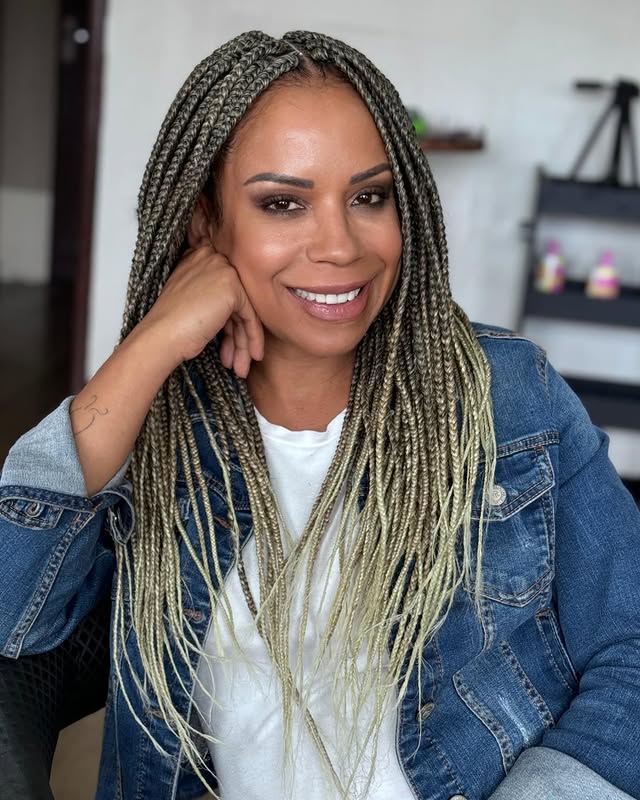 Radiant Blonde Box Braids with Subtle Ombre Effect