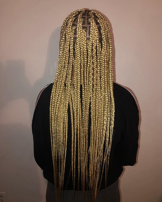 Radiant Long Blonde Box Braids with Defined Texture