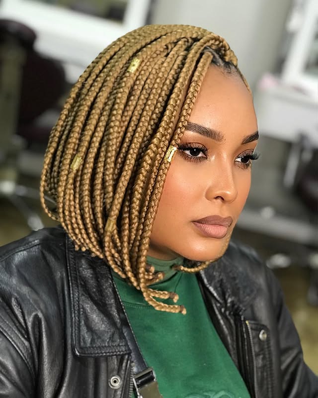 Chic Blonde Box Braids with Subtle Highlights