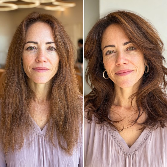 Beautifully Voluminous Long Layers with Soft Movement