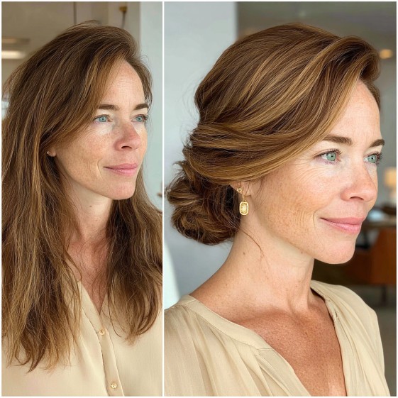 Elegant Soft Waves with a Chic Updo
