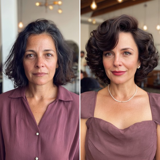 Glamorous Vintage-Inspired Curly Bob