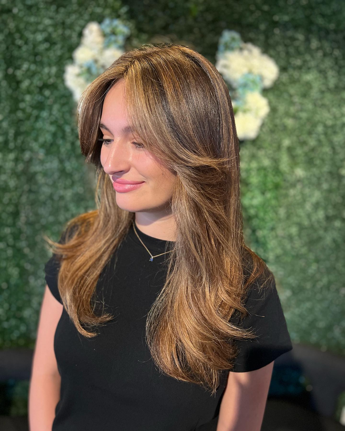 Radiant Warm-Toned Hush Cut with Soft Layers