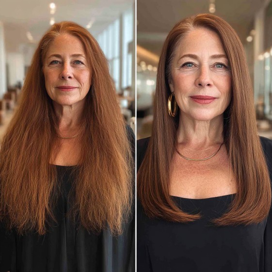 Sleek Long Hair Transformation with Subtle Layers