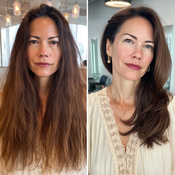 Sleek Long Layers with Subtle Movement